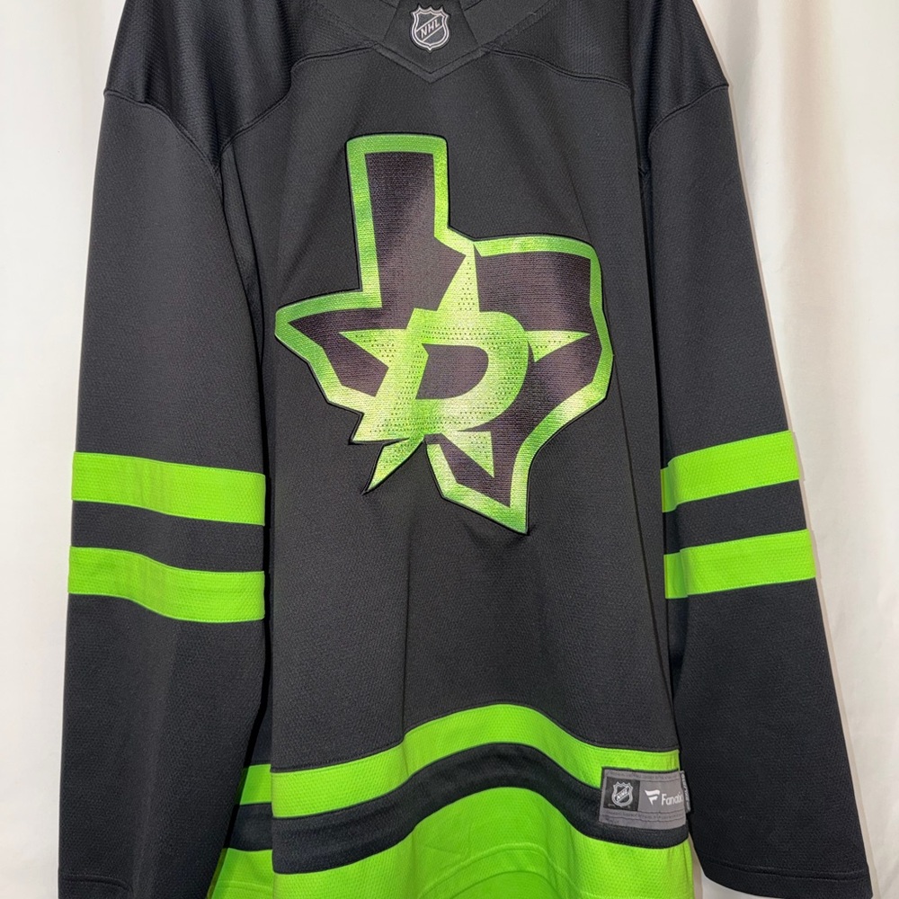 Fanatics Dallas Stars Black and Neon Green Blank Hockey Jersey